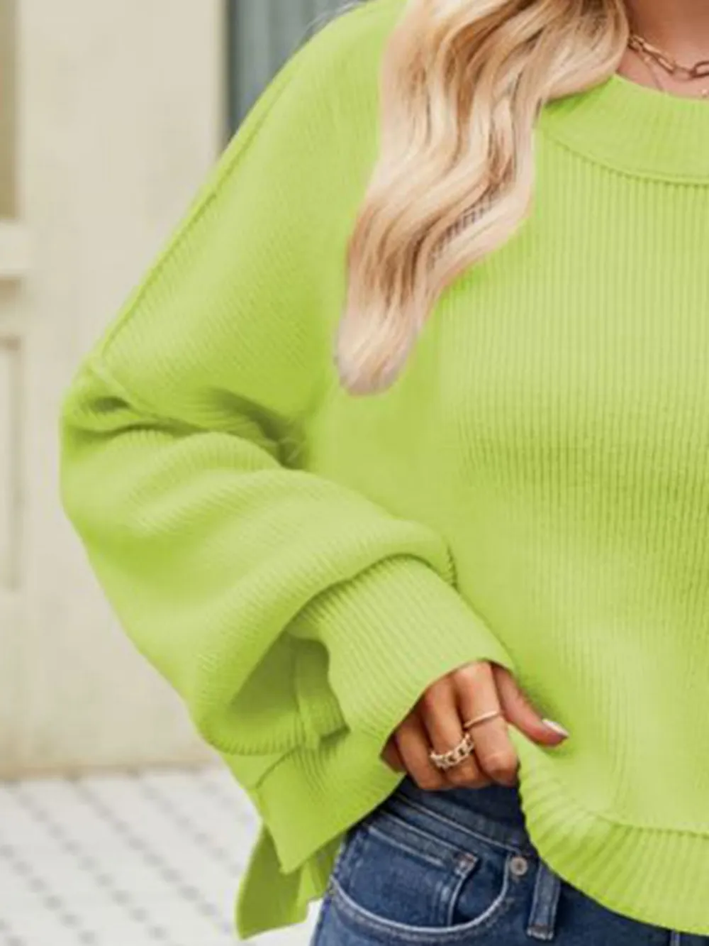 Round Neck Dropped Shoulder Sweater, image 9