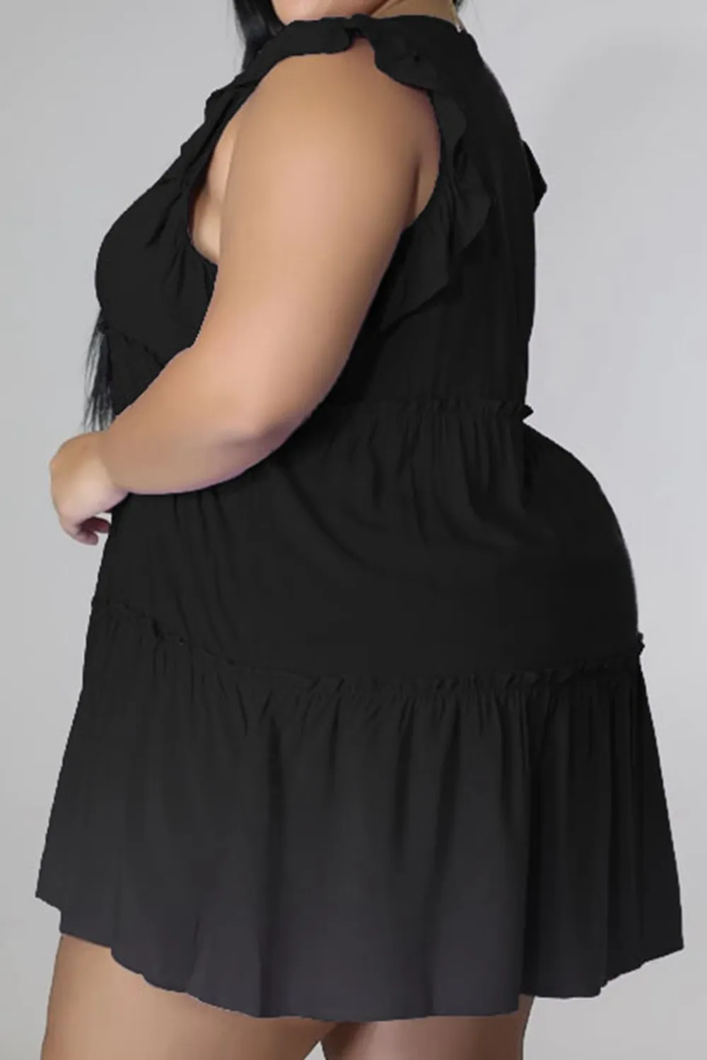 Plus Size V-Neck Frill Trim Mini Dress, image 12