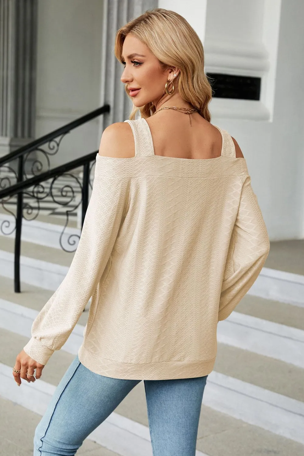 Cold Shoulder Square Neck Cutout Blouse, image 22