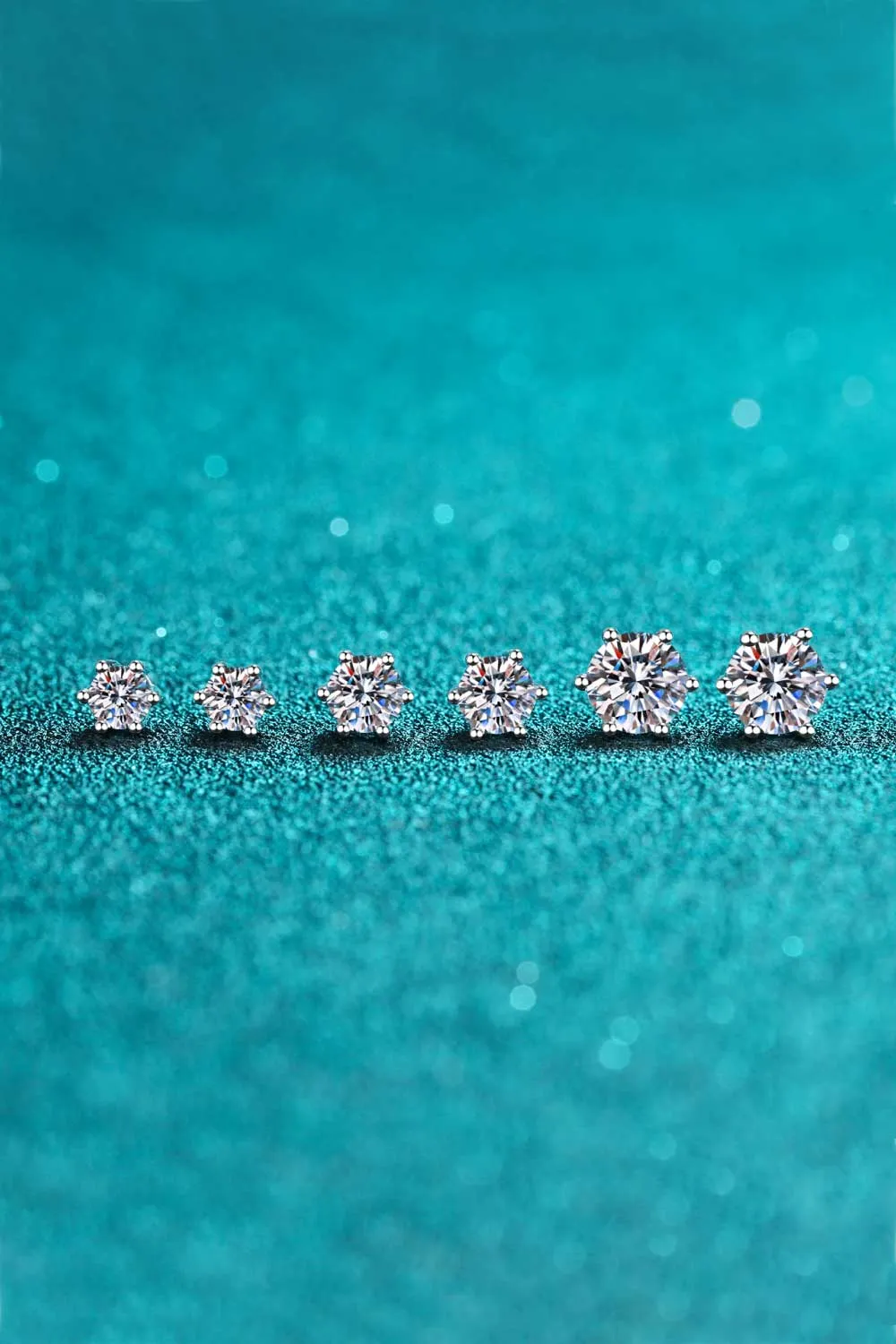 925 Sterling Silver 6-Prong 2 Carat Moissanite Stud Earrings, image 3