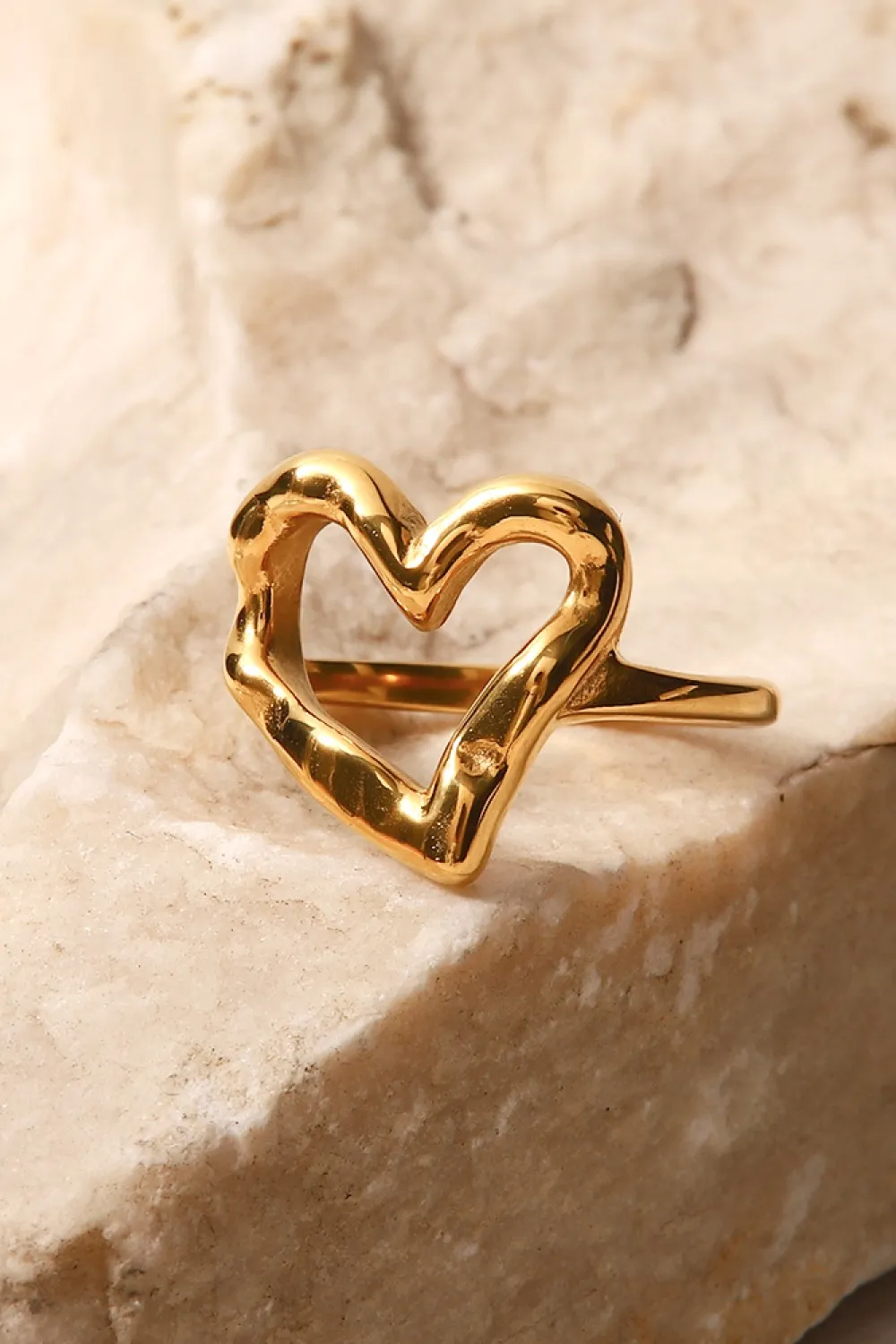 18K Gold Plated Heart-Shaped Ring, image 4