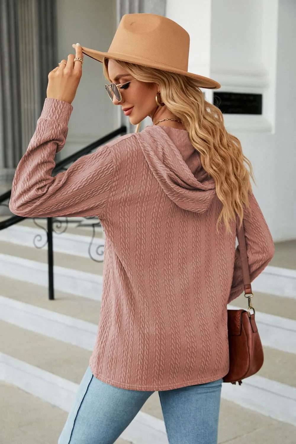 Cable-Knit Long Sleeve Hoodie, image 16