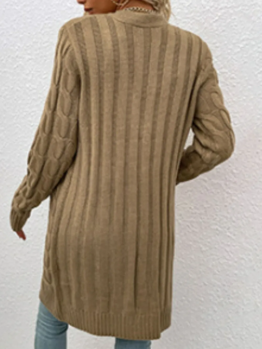Cable-Knit Button Down Cardigan with Pockets, image 19
