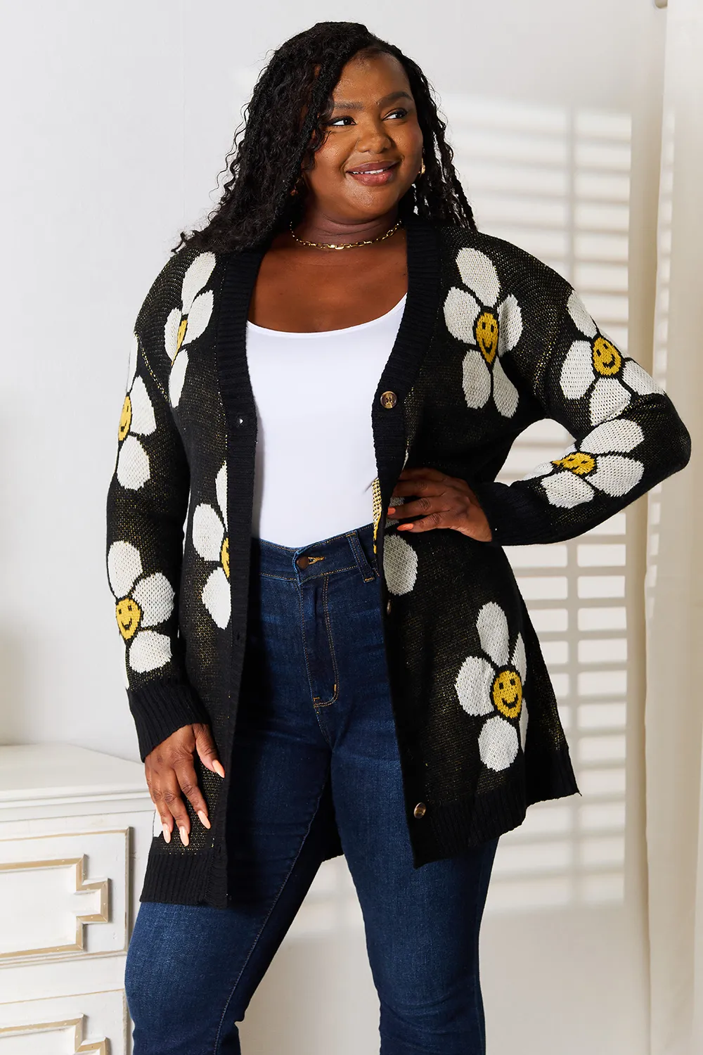 Floral Button Down Longline Cardigan, image 5