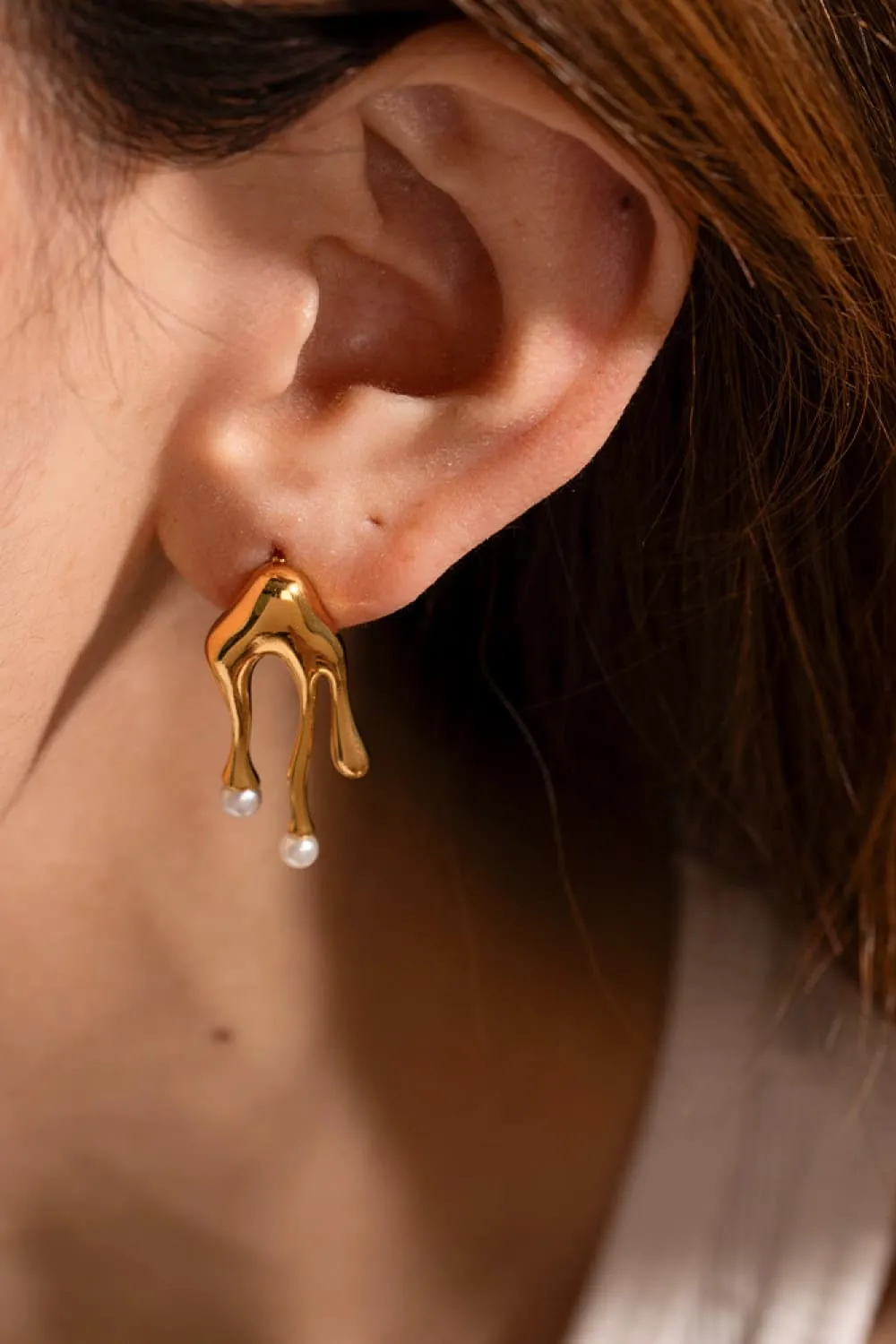Synthetic Pearl 18K Gold-Plated Dangle Earrings, image 4