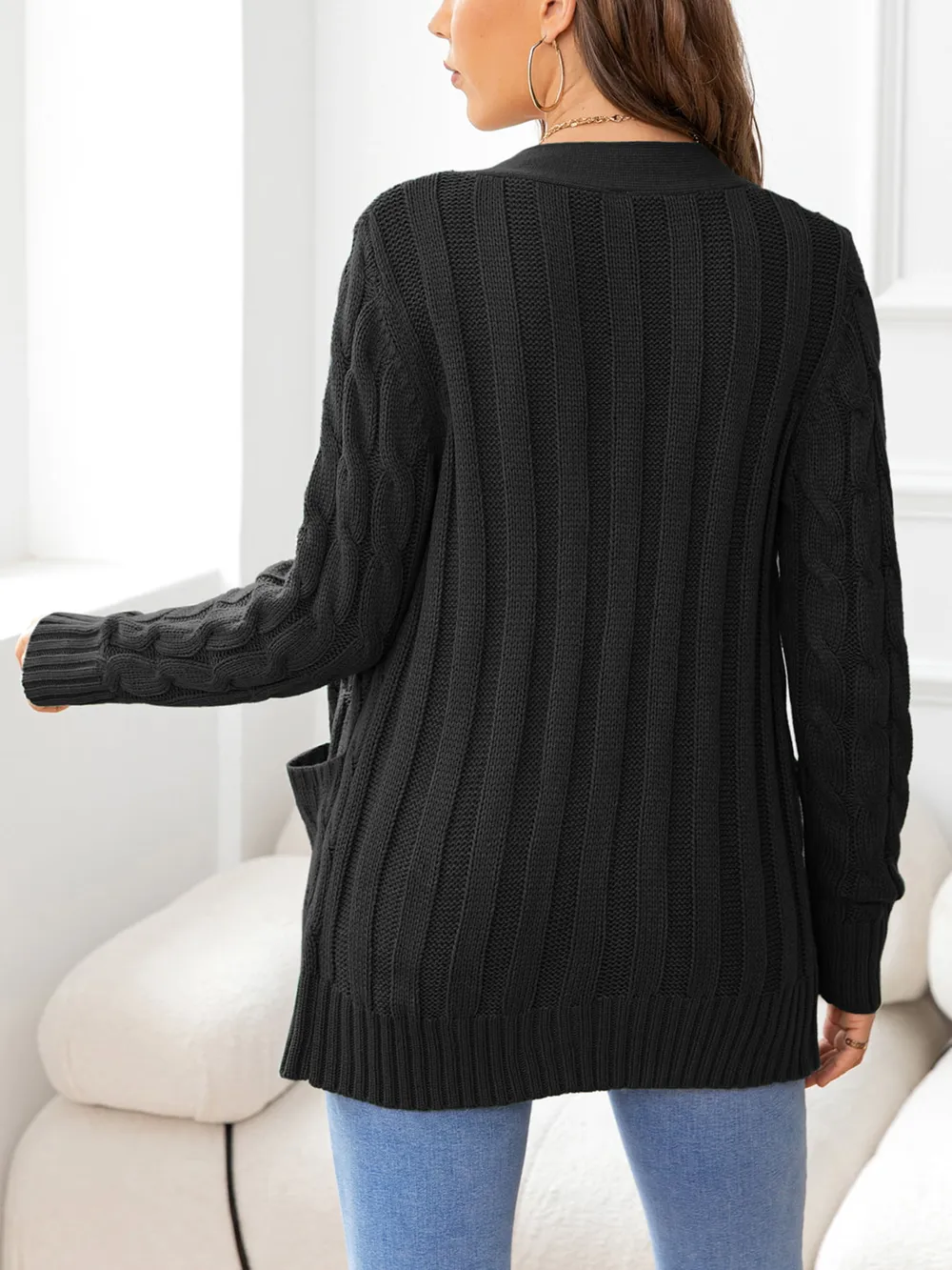 Button Down Cable-Knit Cardigan, image 15