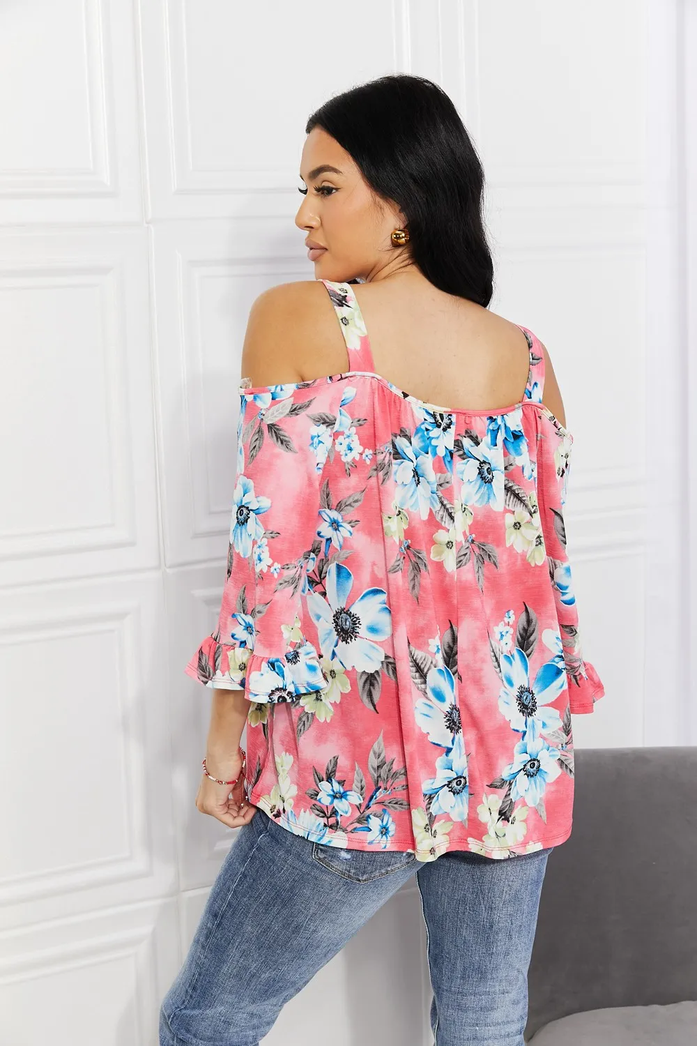 Full Size Fresh Take Floral Cold-Shoulder Top, image 7
