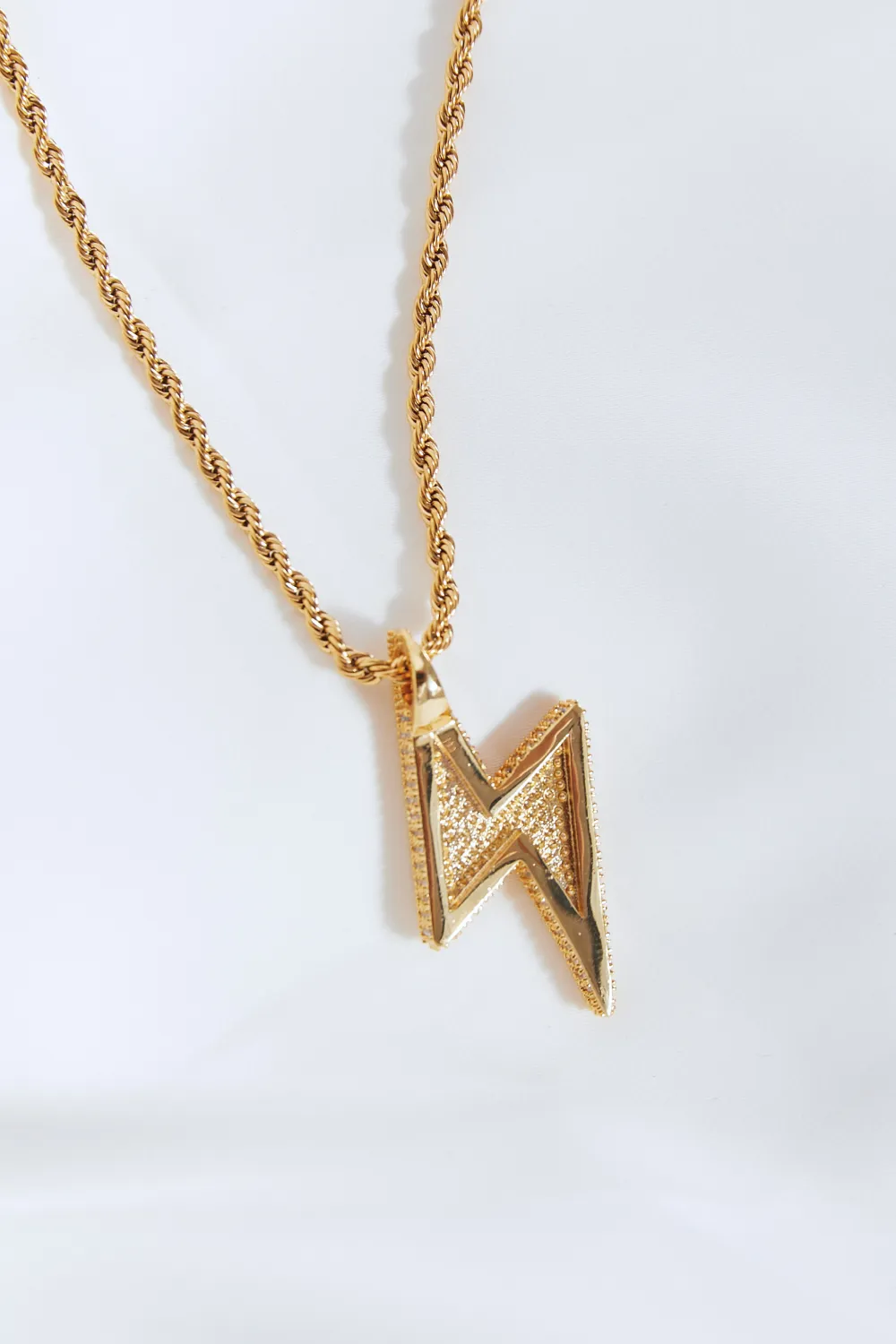 Brass Lightning Pendant Necklace, image 6
