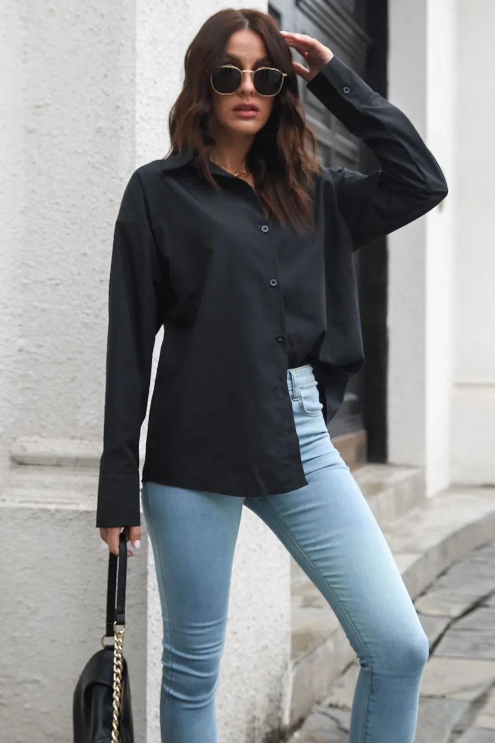 Dropped Shoulder Longline Shirt, image 7