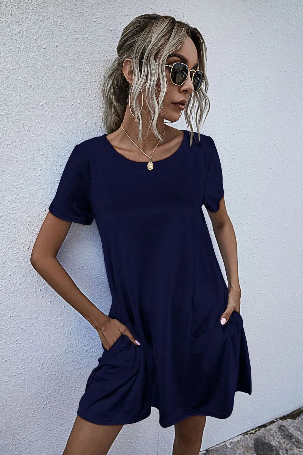 Round Neck Short Sleeve Mini Dress, image 9