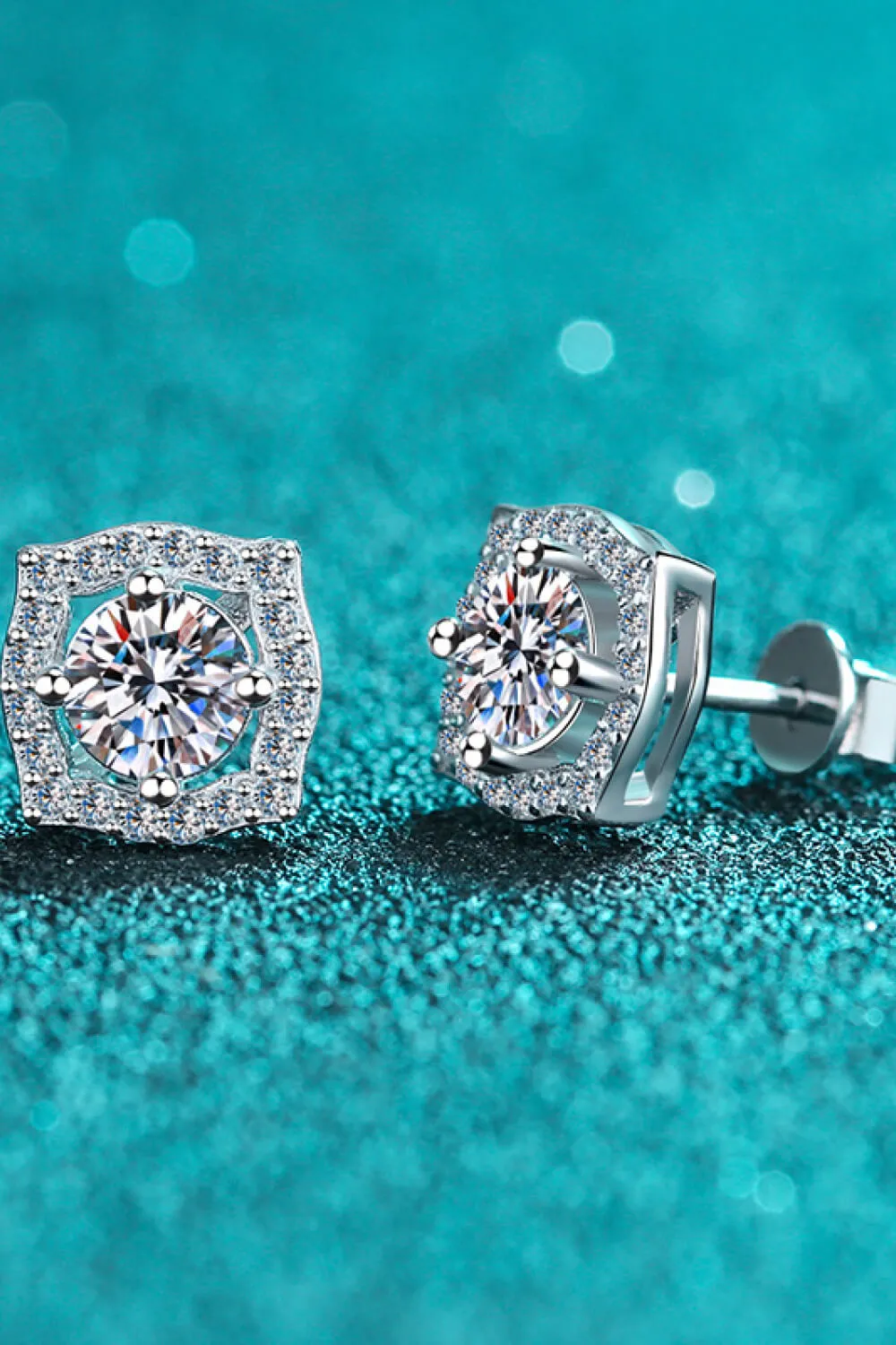 1 Carat Moissanite Geometric Stud Earrings, image 3