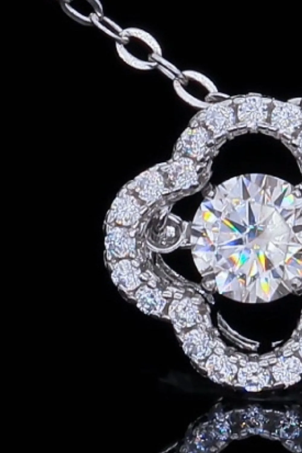 925 Sterling Silver Moissanite Flower Pendant Necklace, image 2