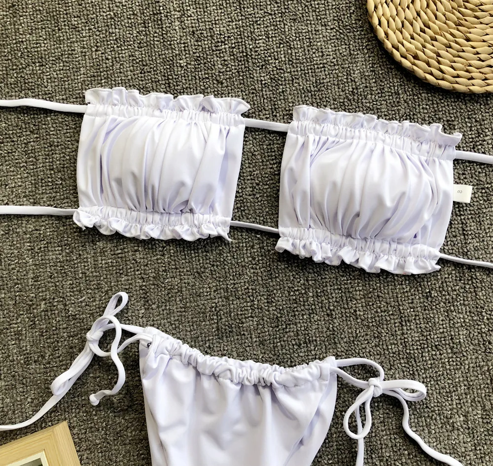 Frill Trim Ruched Bikini Set, image 15