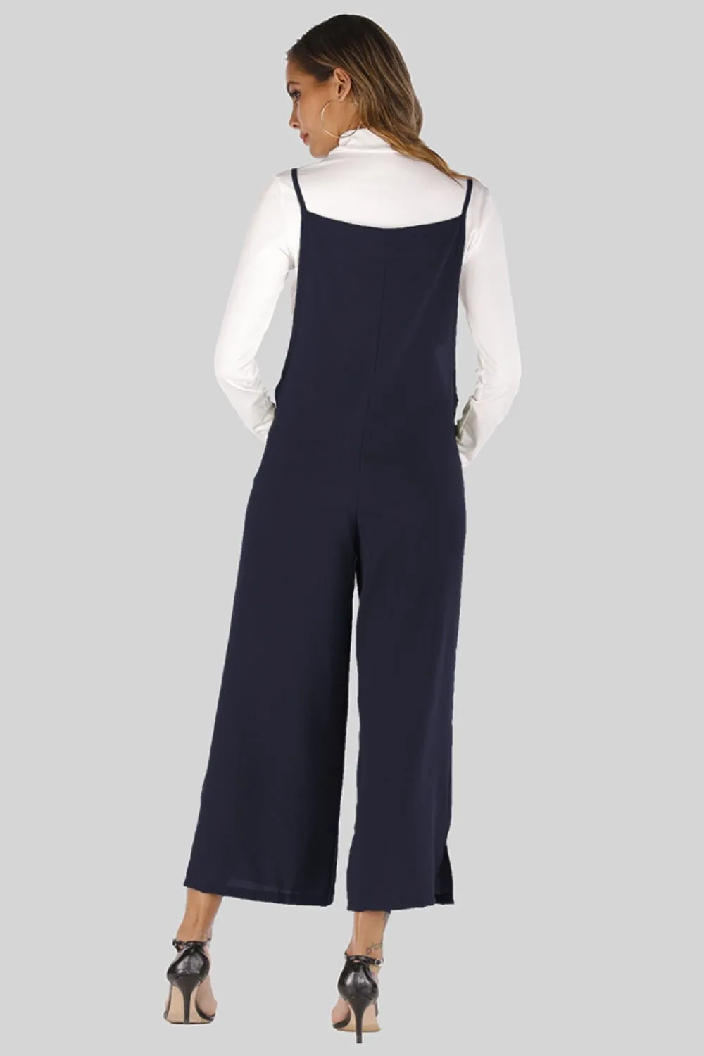 Full Size Cropped Wide Leg Overalls with Pockets, image 6