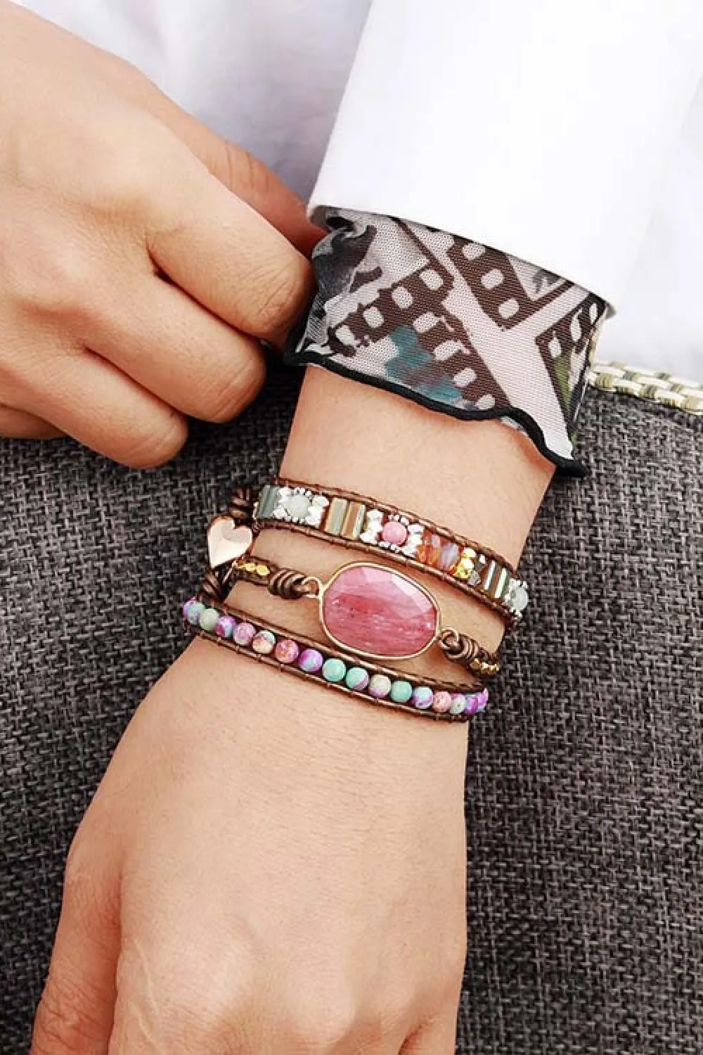 Handmade Crystal Beaded Natural Stone Bracelet, image 3