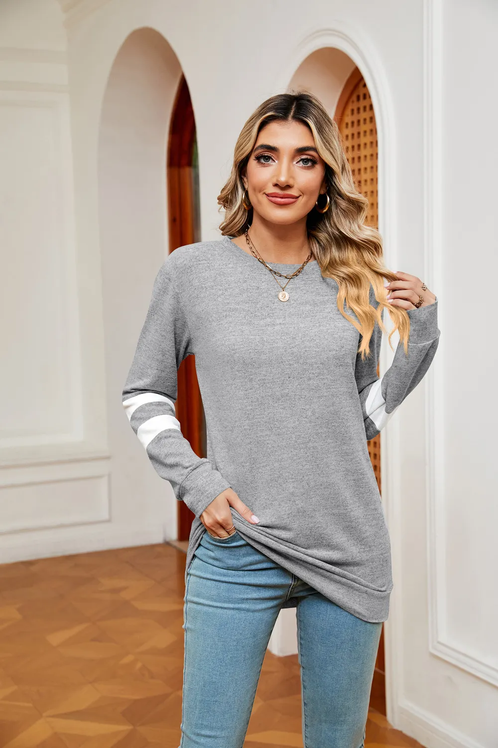 Round Neck Long Sleeve Top, image 13