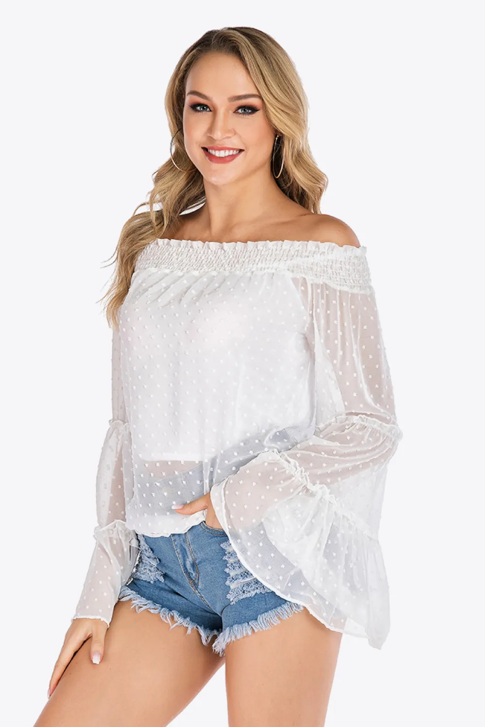 Swiss Dot Off-Shoulder Blouse, image 5