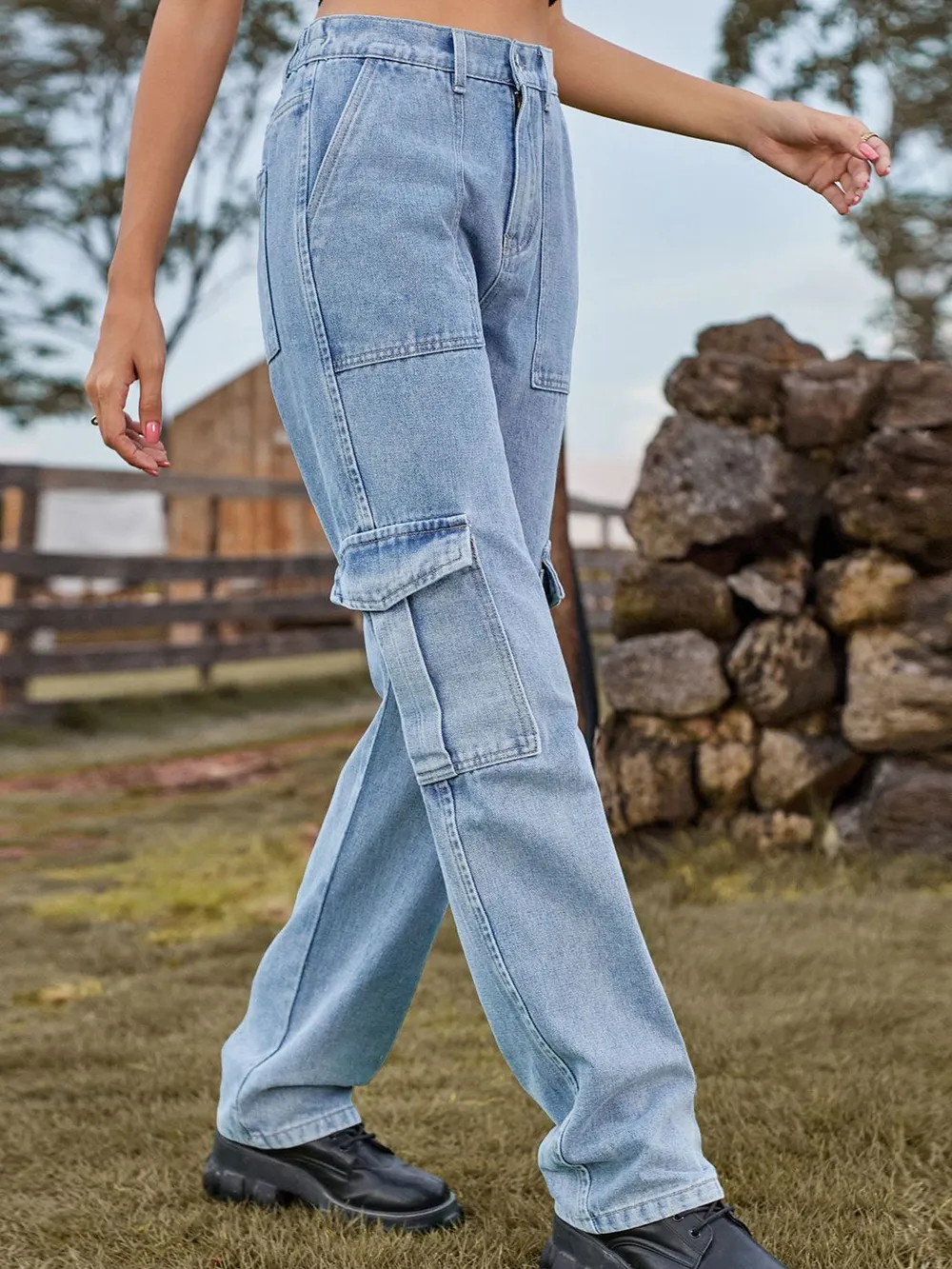 High Waist Cargo Jeans, image 8