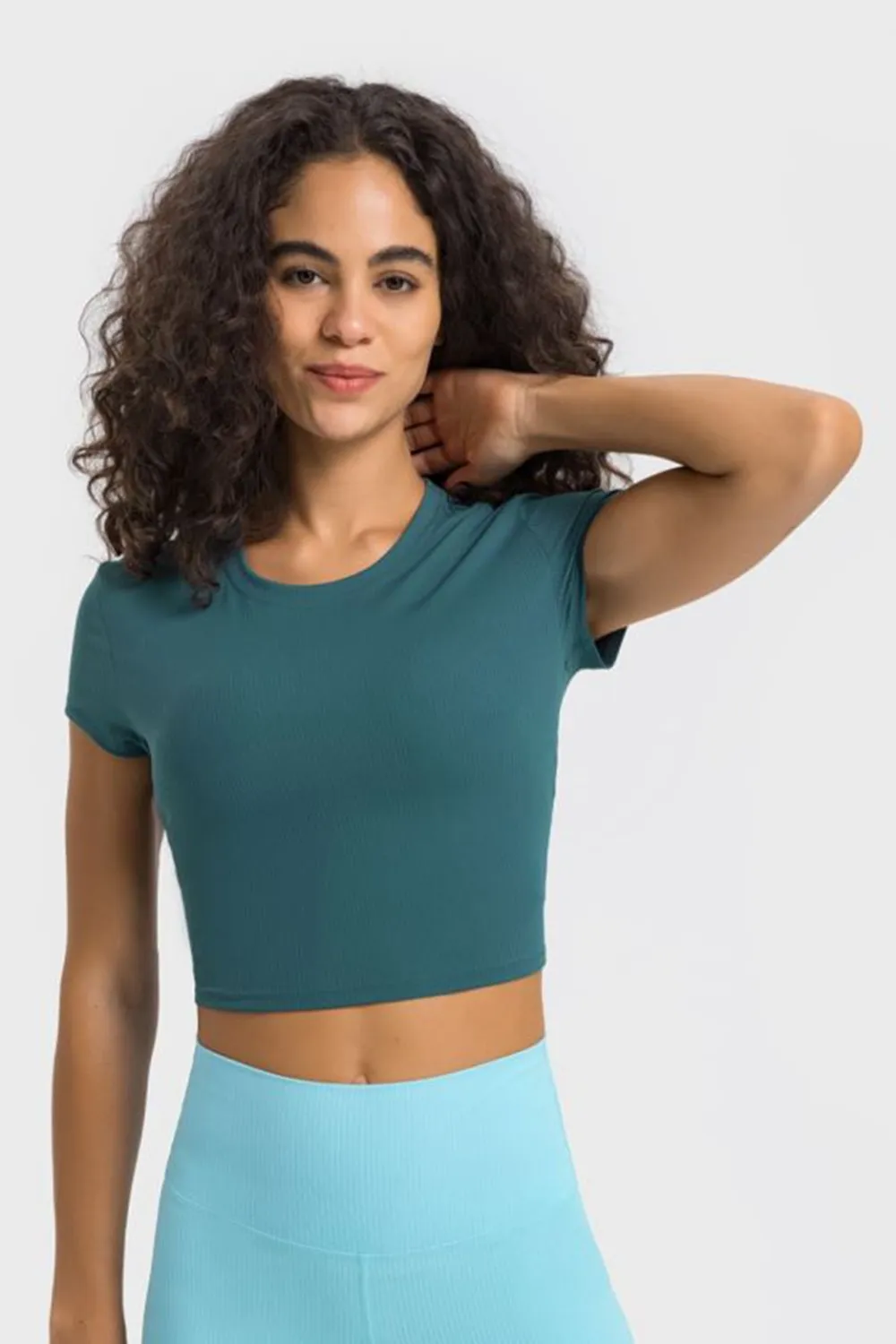 Round Neck Short Sleeve Cropped Sports T-Shirt, image 11