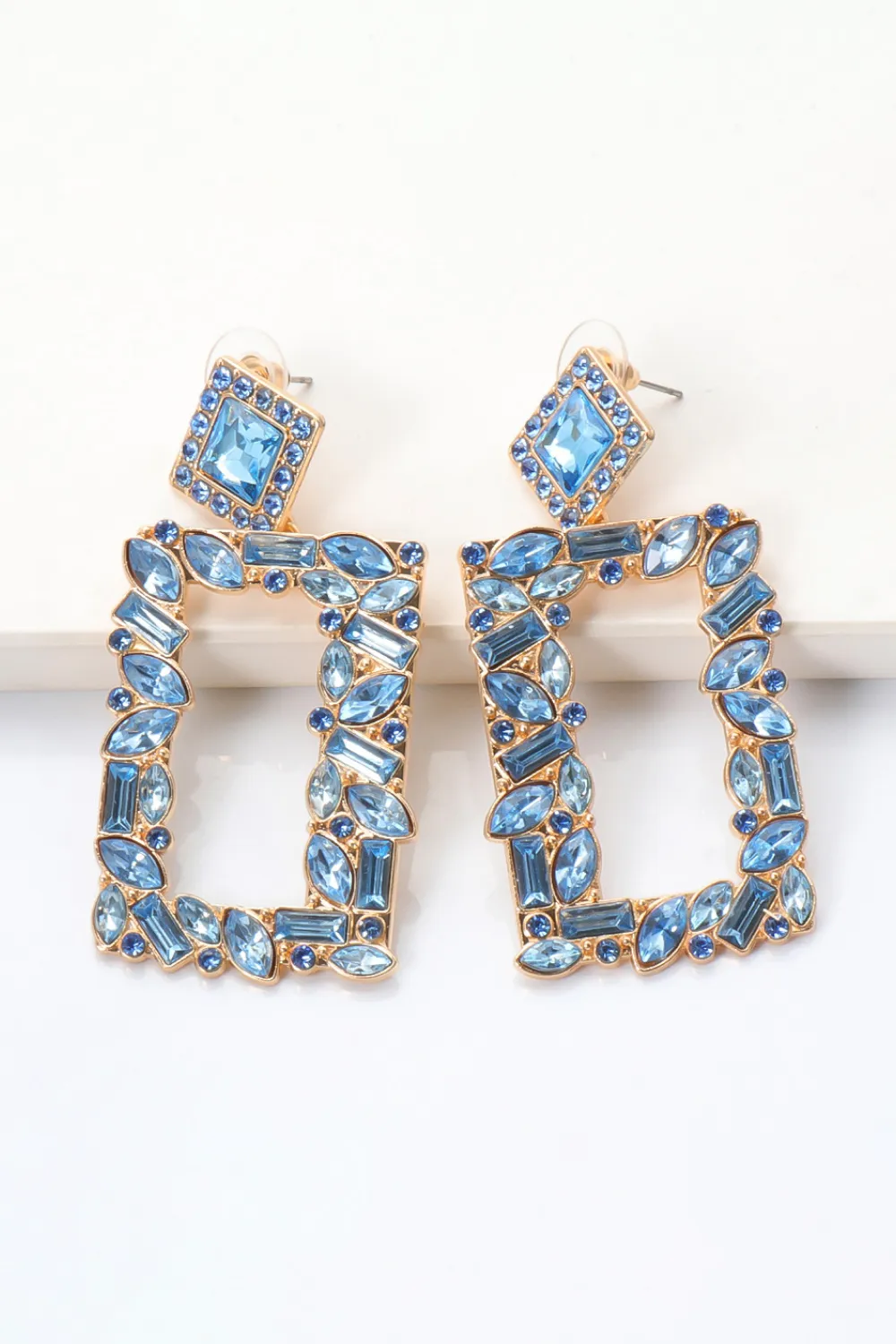 Square Shape Glass Stone Dangle Earrings, image 20