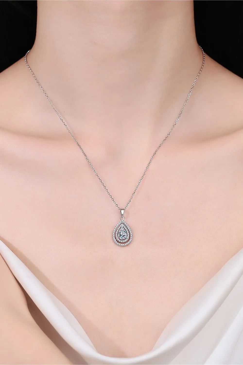 1 Carat Moissanite Teardrop Pendant Necklace, image 3