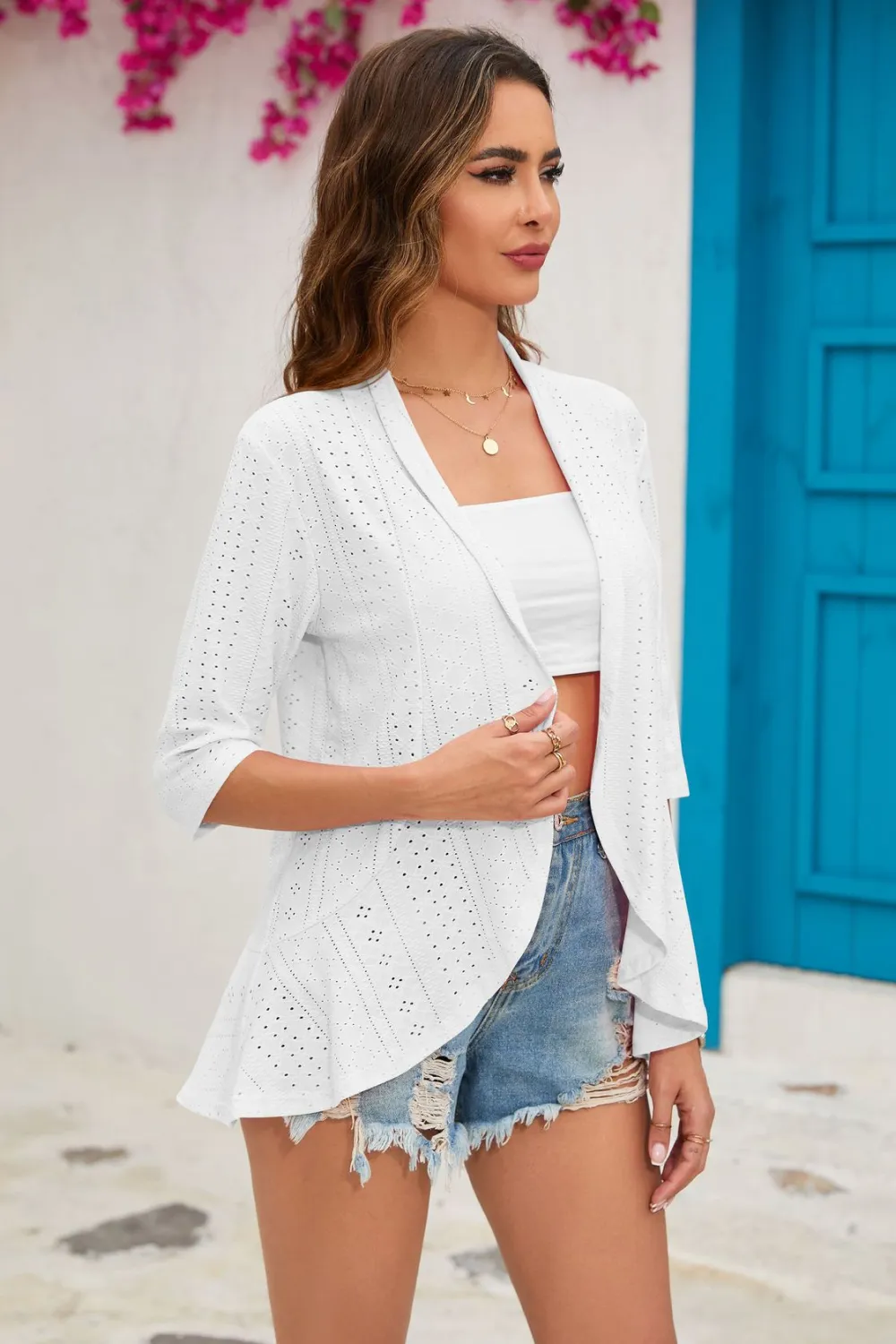 Half Sleeve Open Front Cardigan, image 8