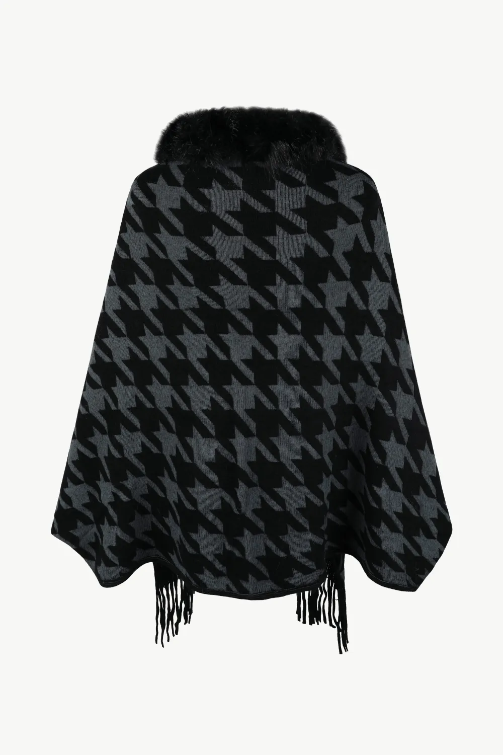 Houndstooth Fringe Hem Poncho, image 16