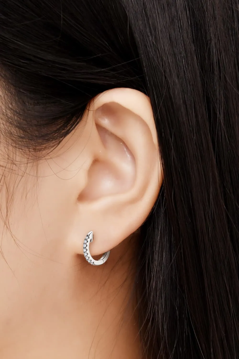 Moissanite 925 Sterling Silver Huggie Earrings, image 6