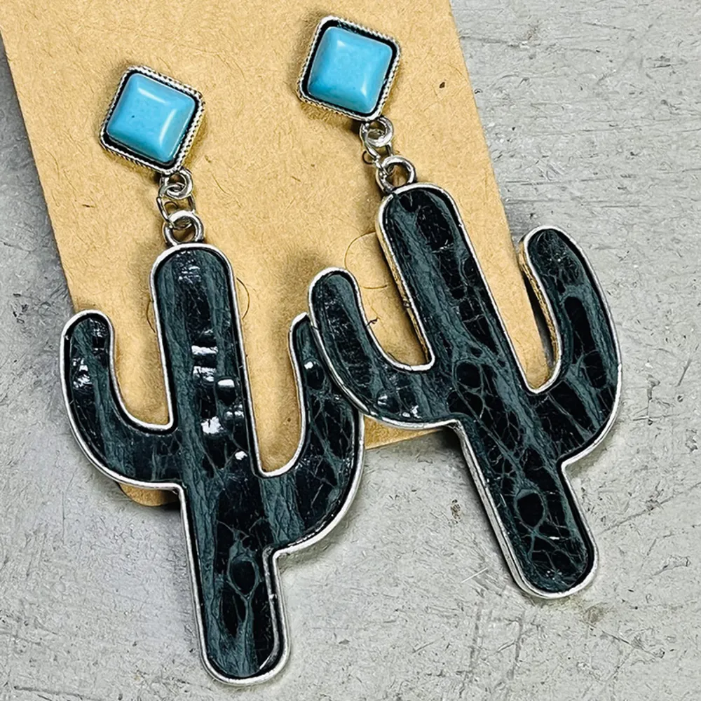 Turquoise Cactus Earrings, image 4