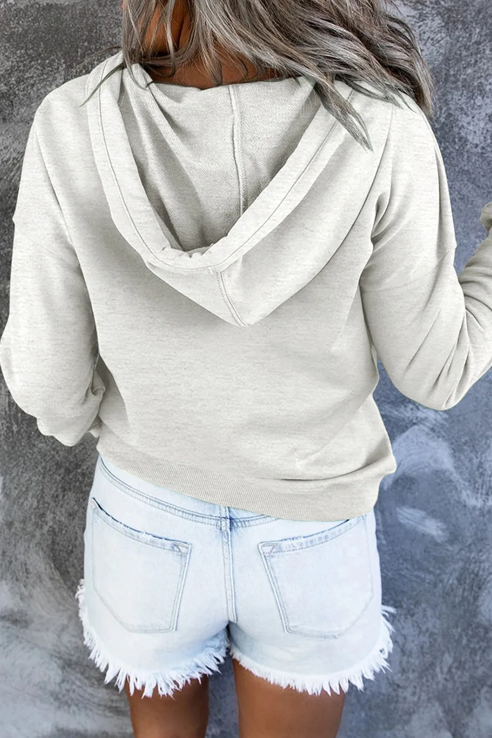 Dropped Shoulder Long Sleeve Hoodie with Pocket, image 20