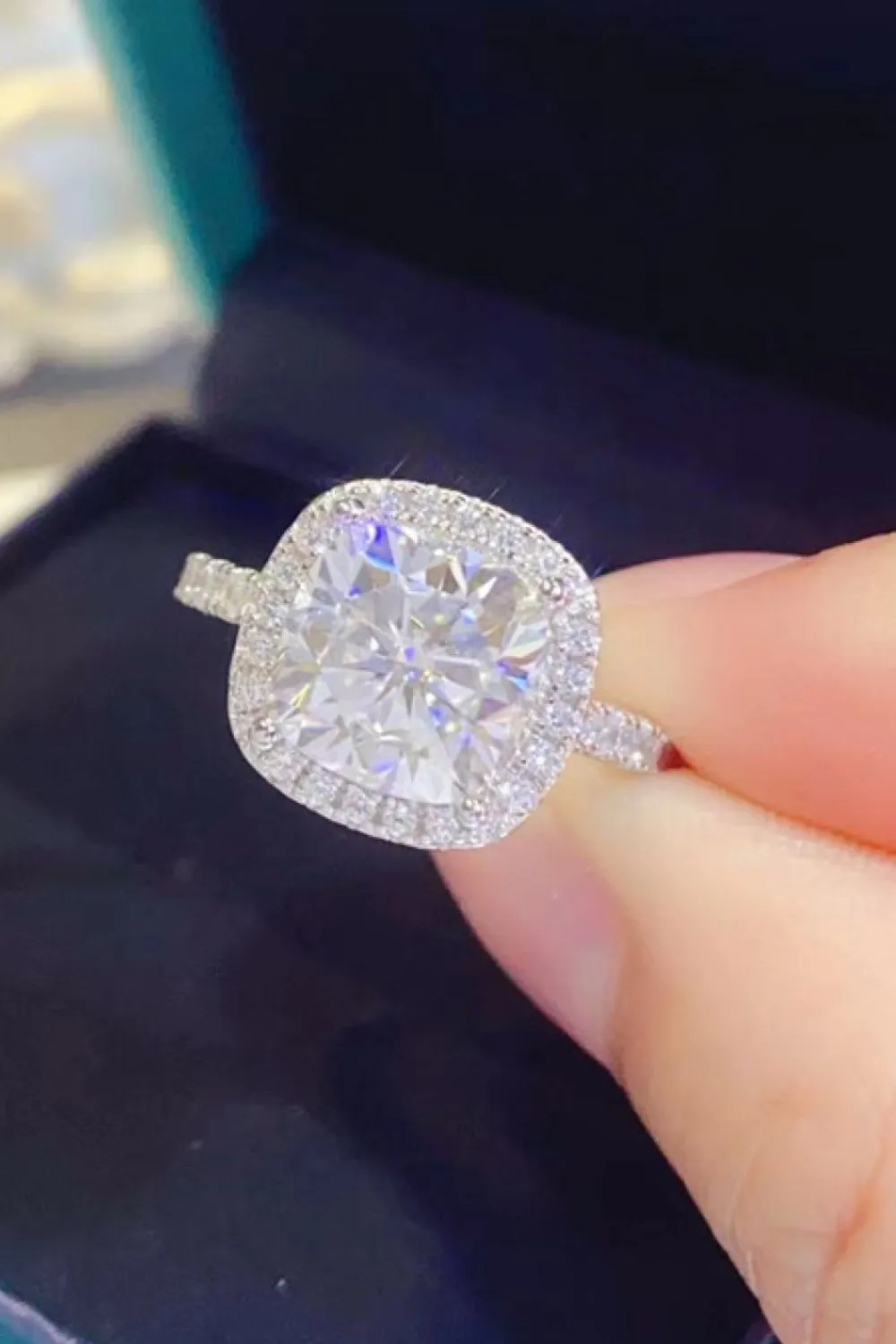 3 Carat Moissanite 925 Sterling Silver Square Ring, image 4