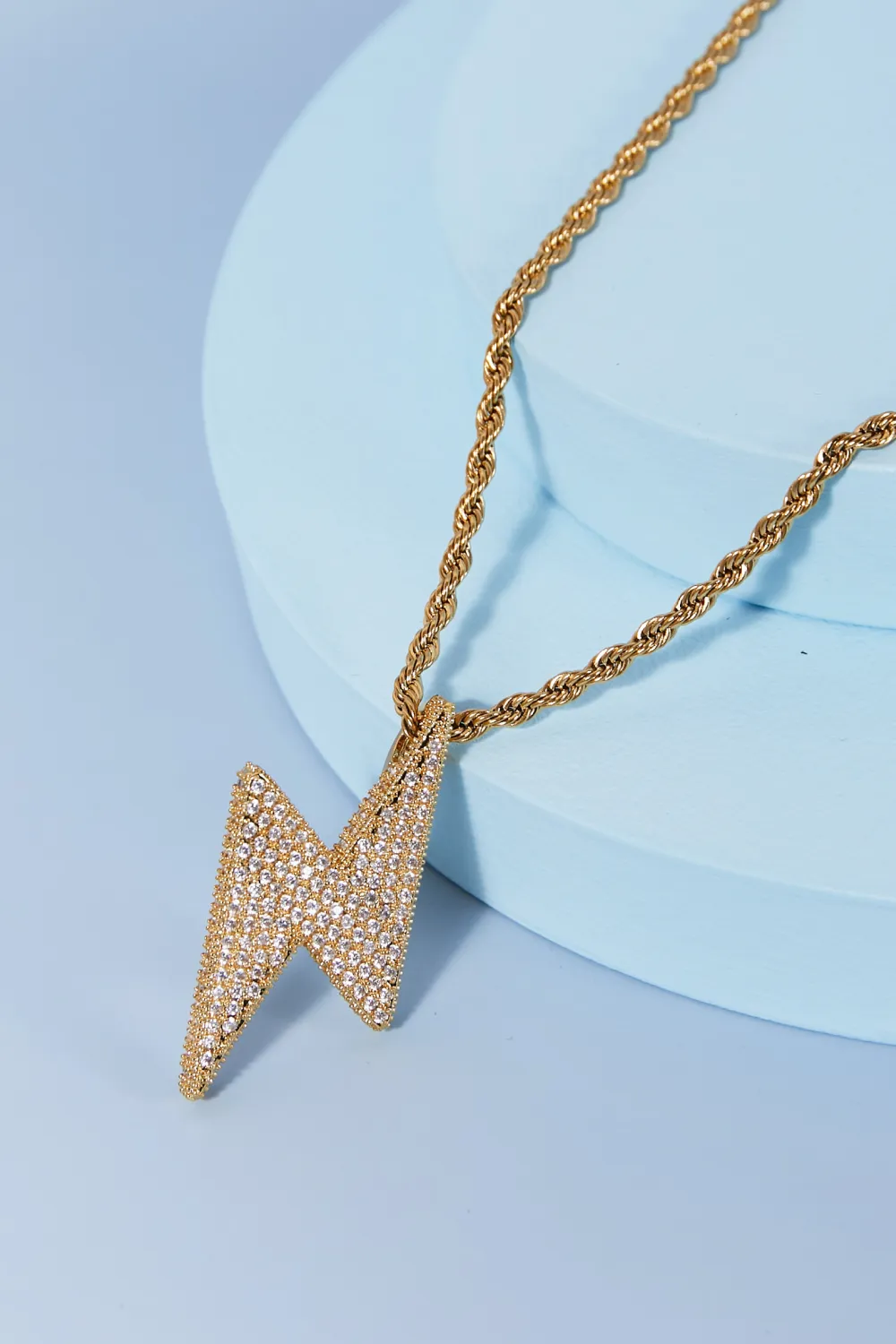 Brass Lightning Pendant Necklace, image 4