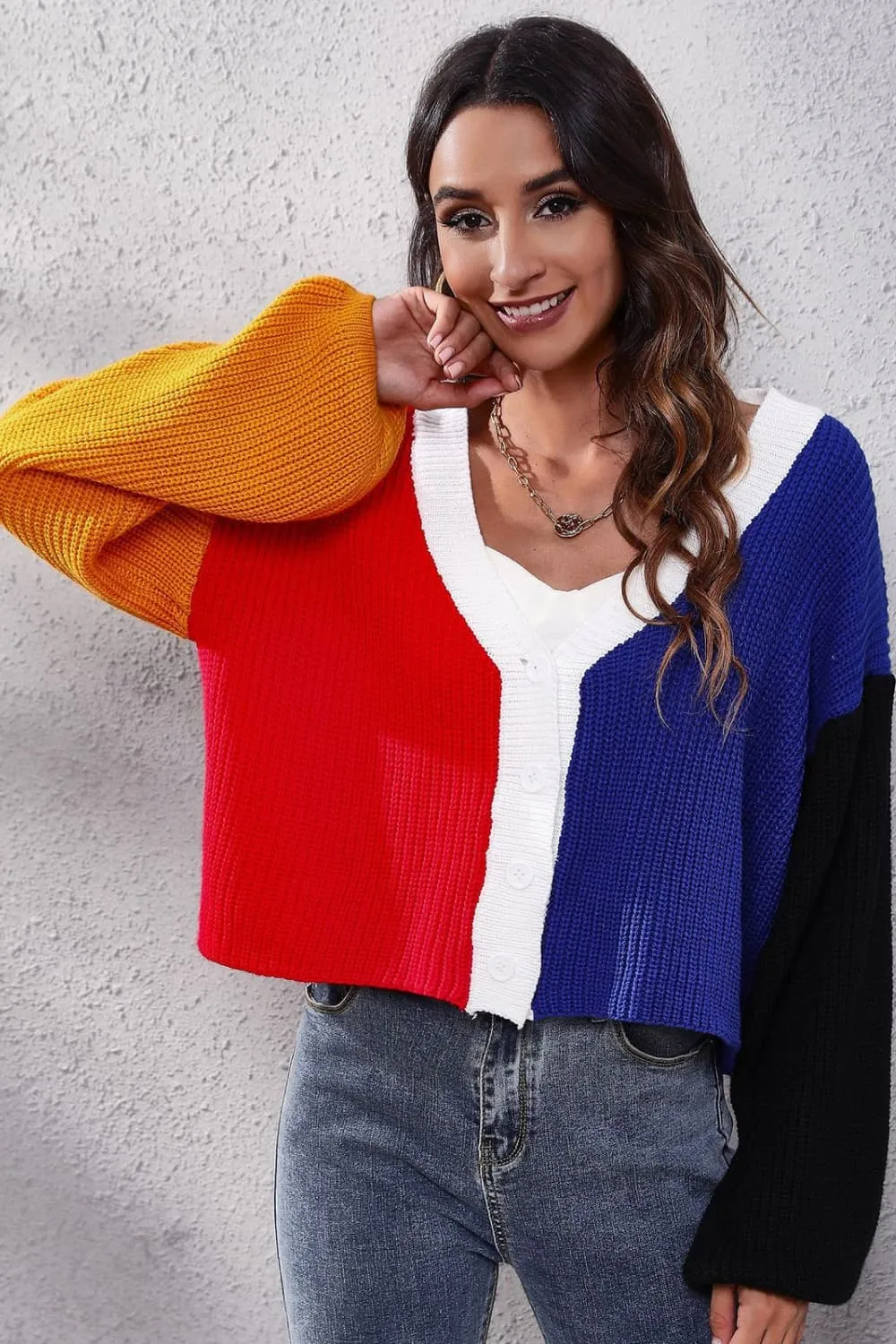 Color Block Ribbed Long Sleeve Cardigan, image 2