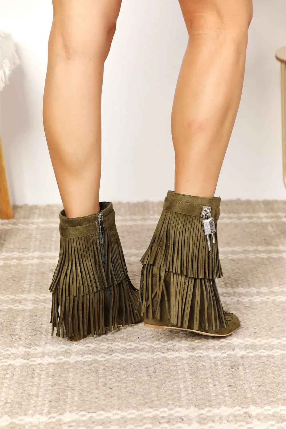 Women's Tassel Wedge Heel Ankle Booties, image 4