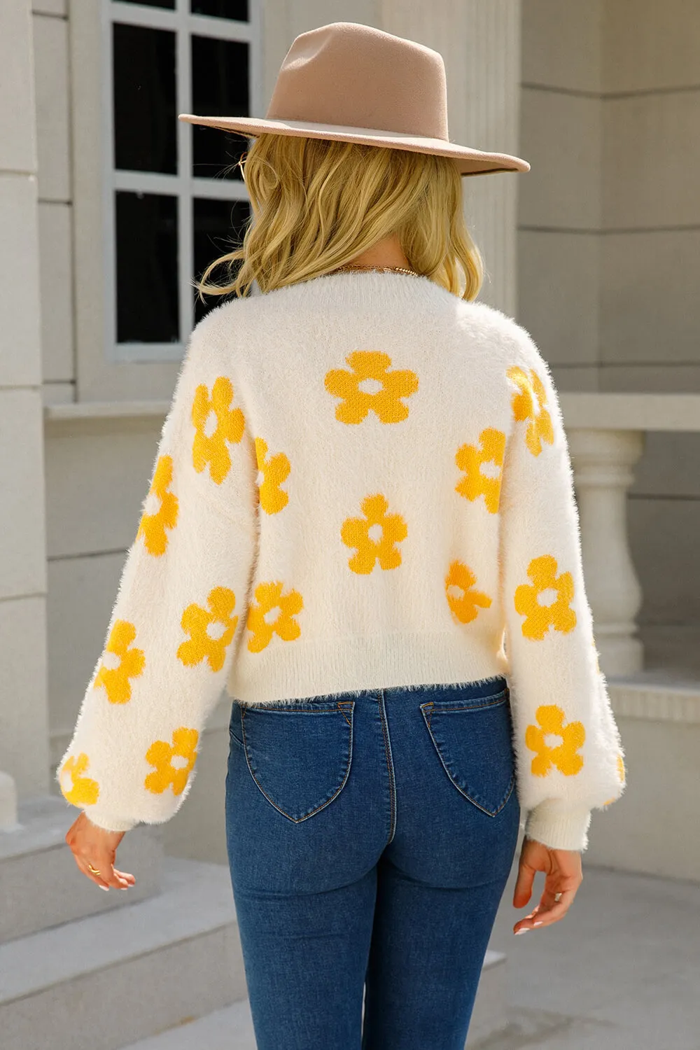 Floral Open Front Fuzzy Cardigan, image 12