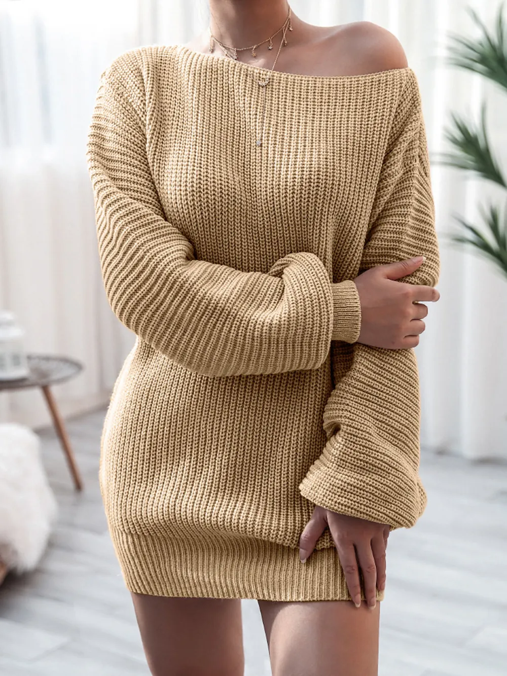 Rib-Knit Mini Sweater Dress, image 9