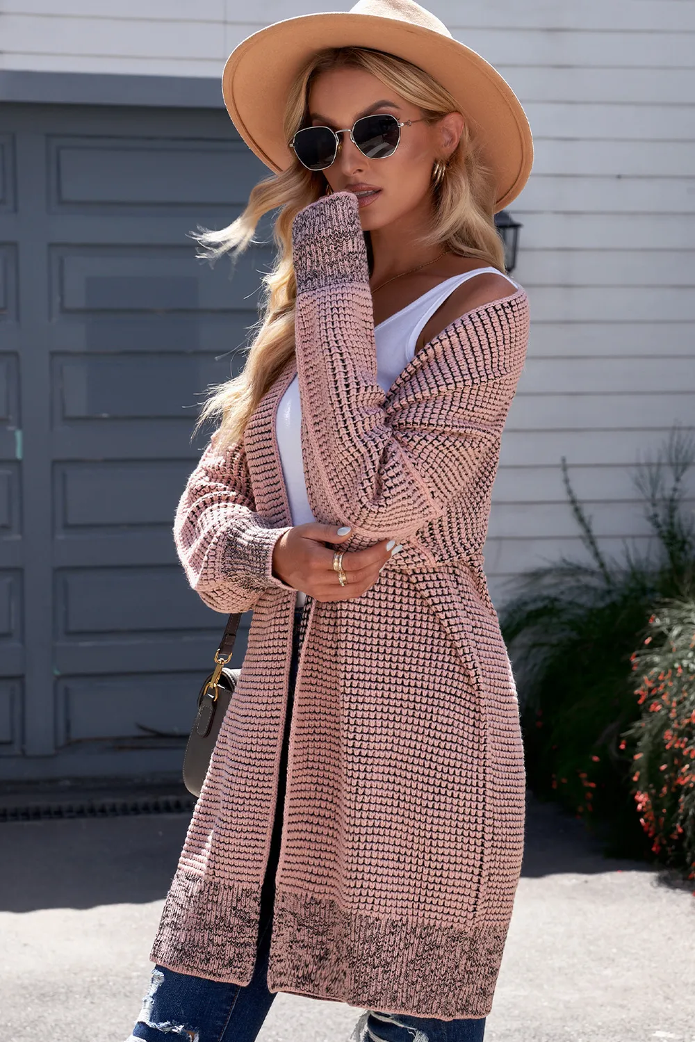 Heathered Open Front Longline Cardigan, image 13
