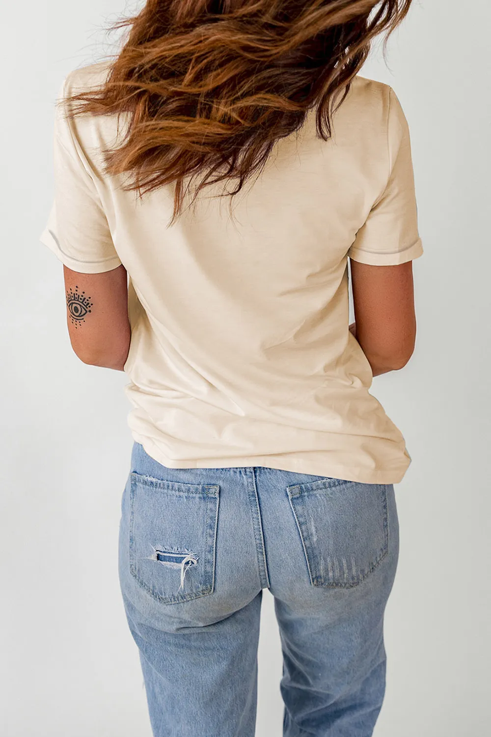 Letter Graphic Round Neck T-Shirt, image 3