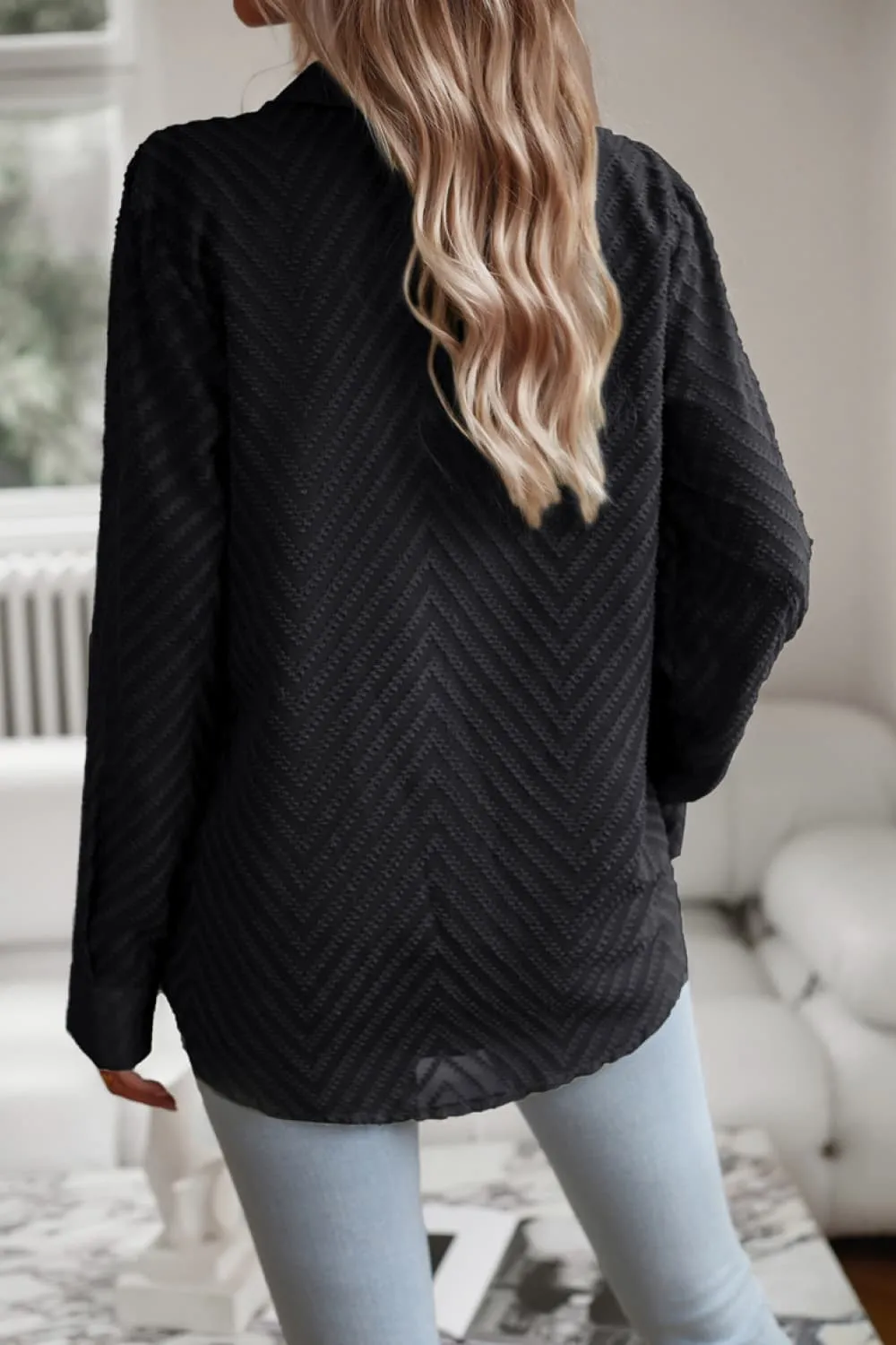 Collared Neck Long Sleeve Pocketed Shirt, image 15