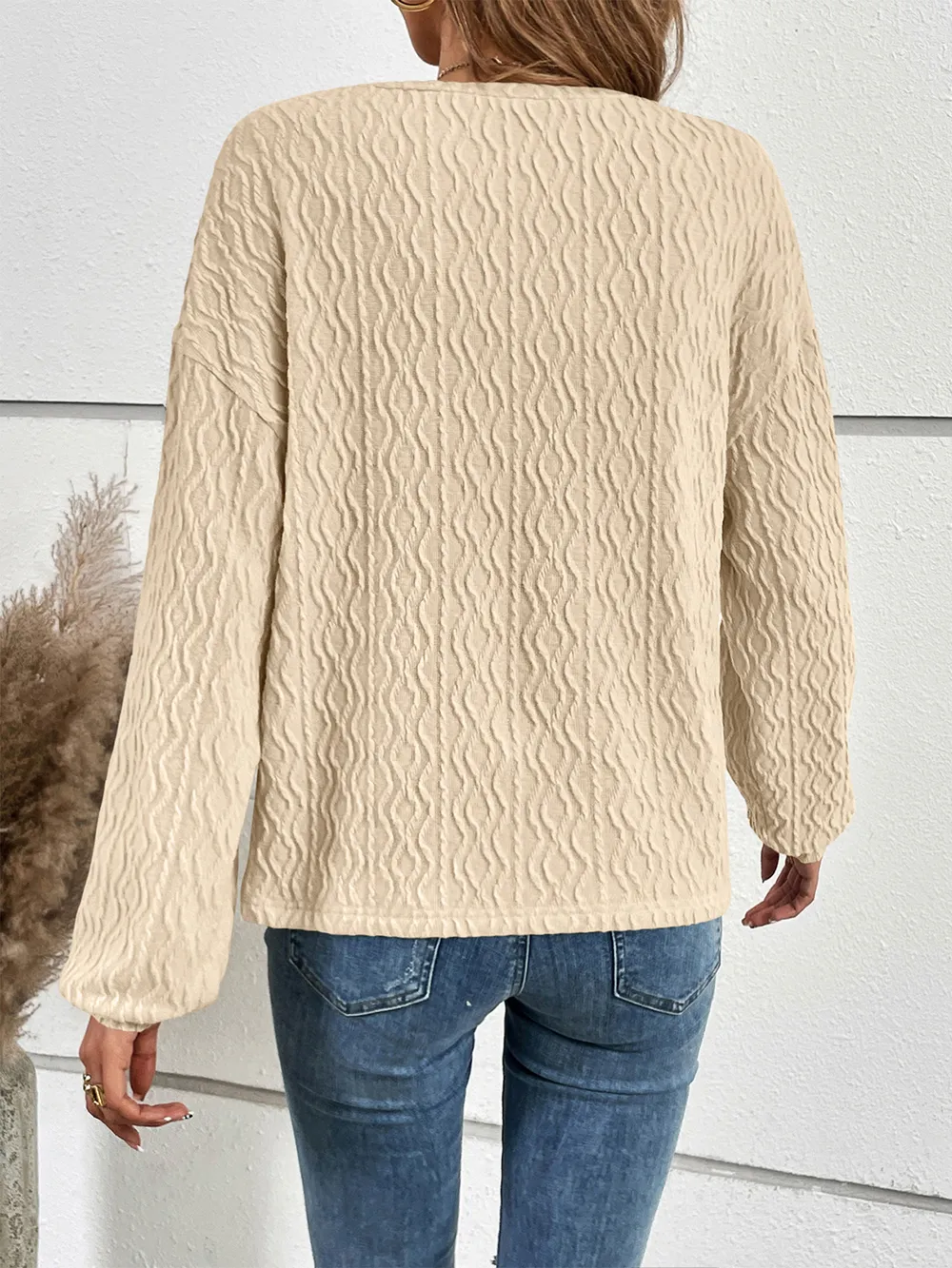 Half Button Long Sleeve Top, image 9