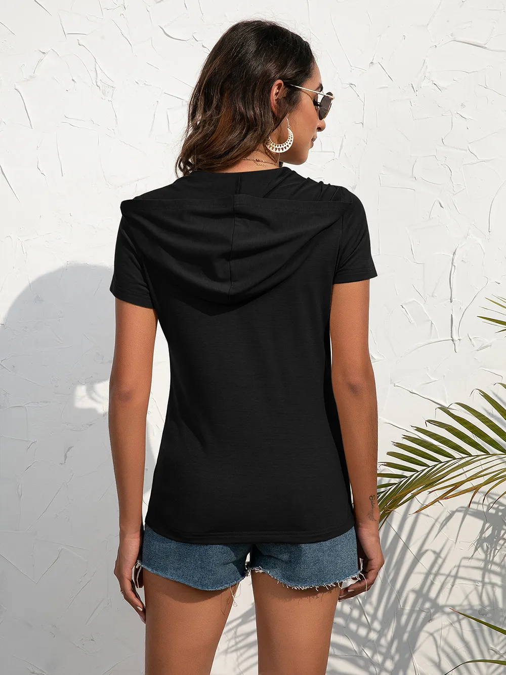 Half-Zip Short Sleeve Hooded Top, image 12