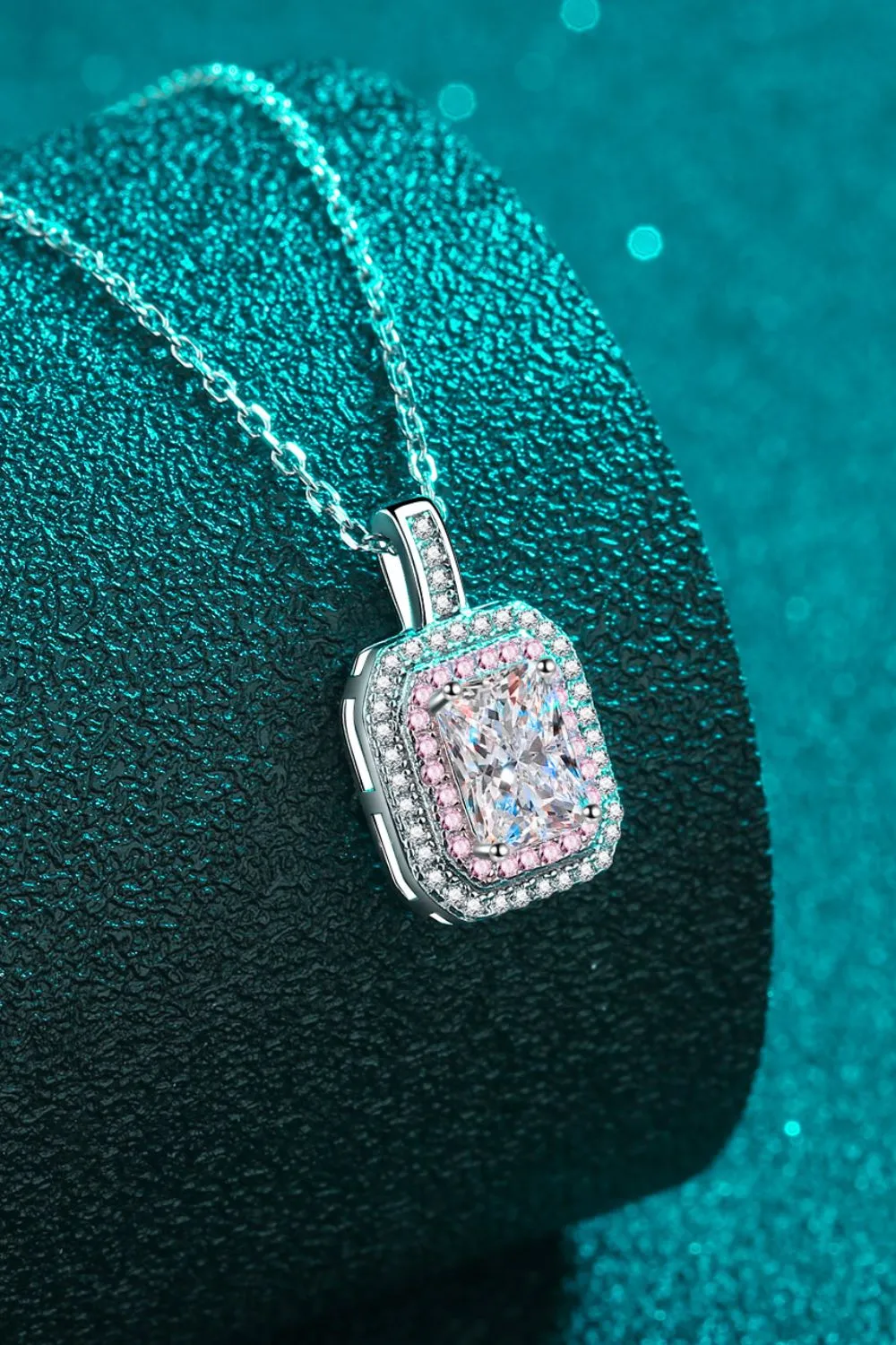 1 Carat Moissanite Geometric Pendant Chain Necklace, image 2