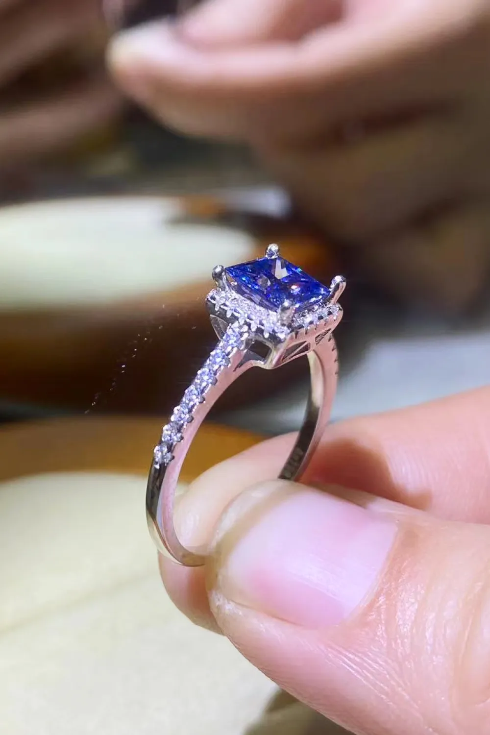 1 Carat Moissanite 925 Sterling Silver Square Ring, image 5