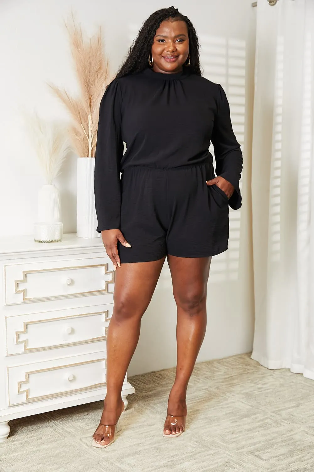 Full Size Open Back Romper with Pockets, image 7