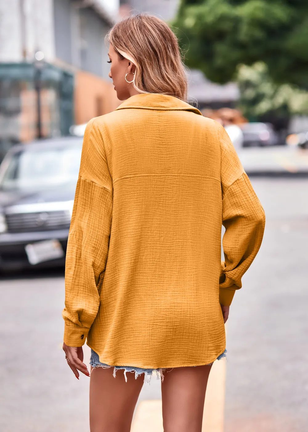 Textured Dropped Shoulder Longline Shirt, image 8