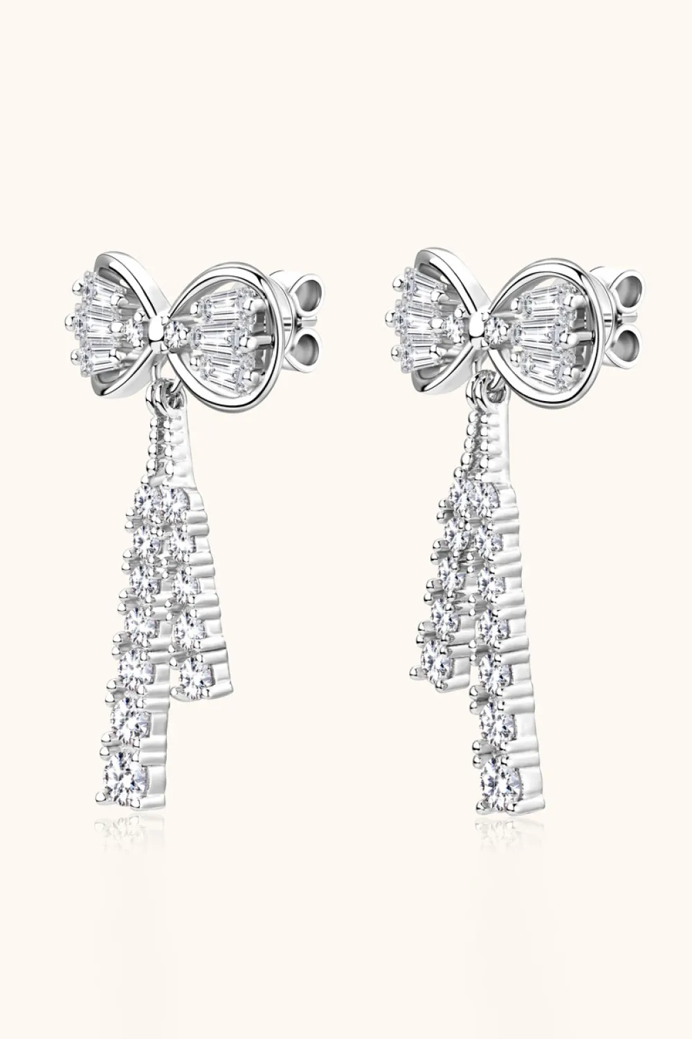 1.12 Carat Moissanite 925 Sterling Silver Bow Earrings, image 6