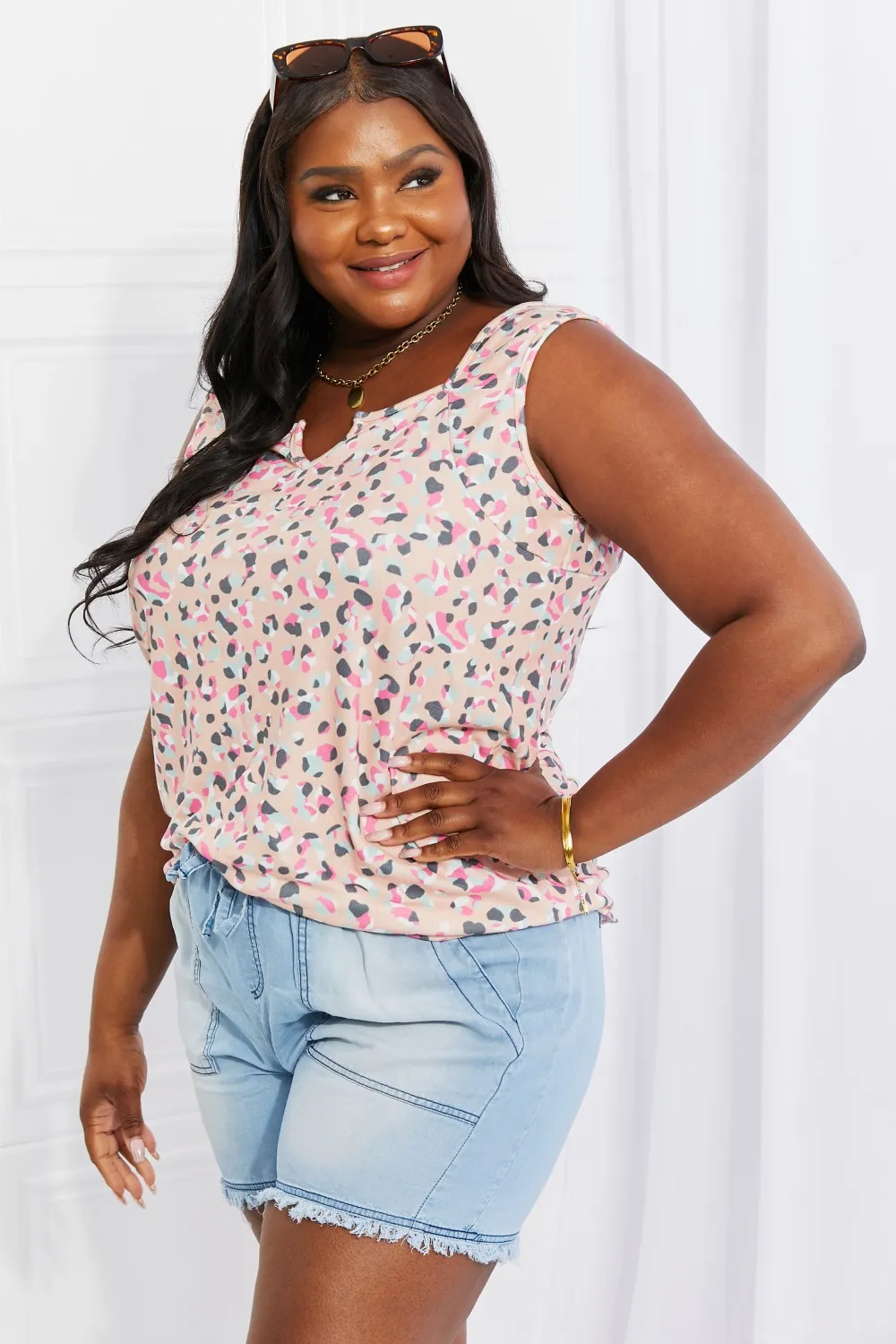 Full Size Printed Sleeveless Top, image 10