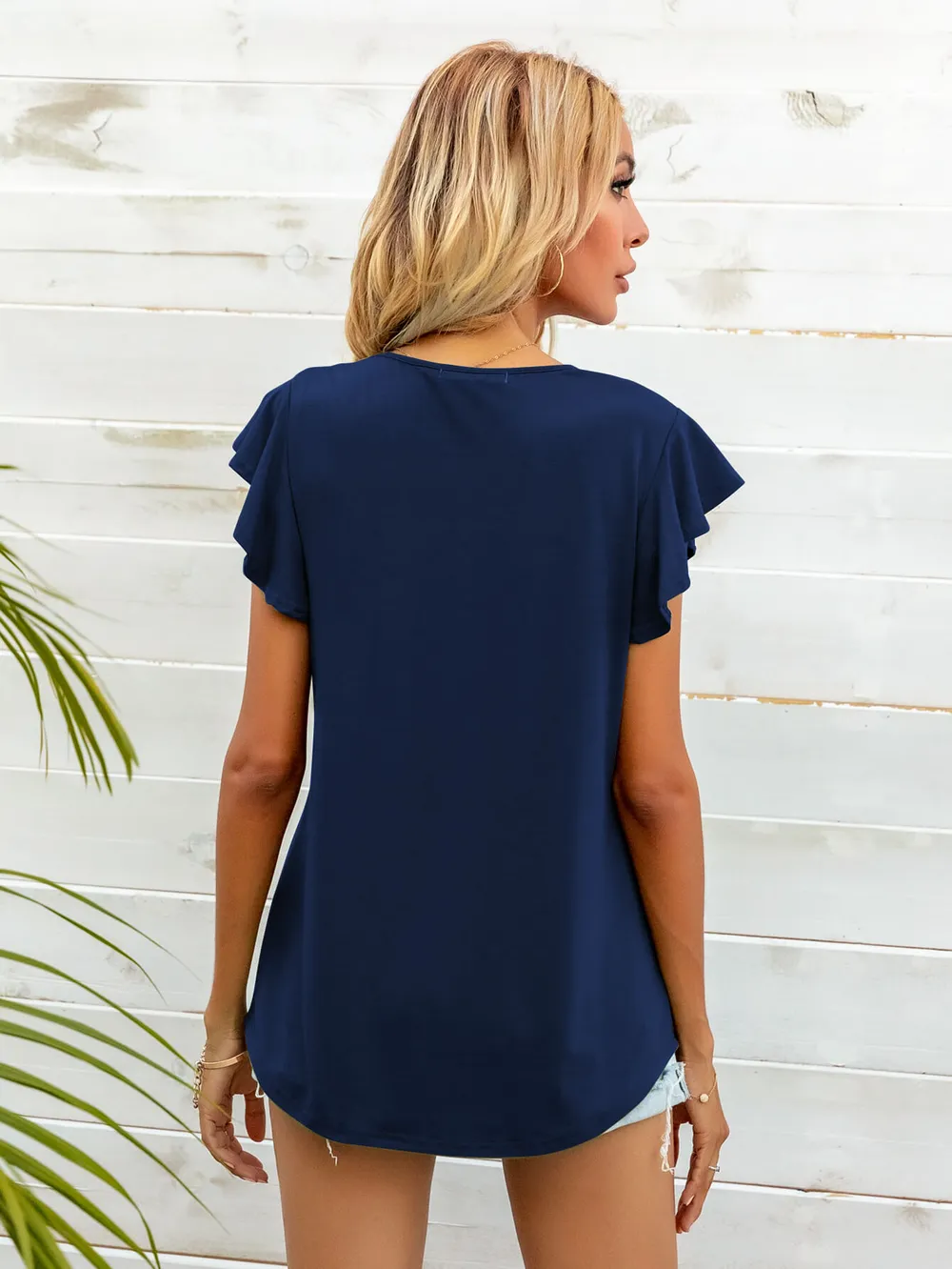 Round Neck Butterfly Sleeve Top, image 14