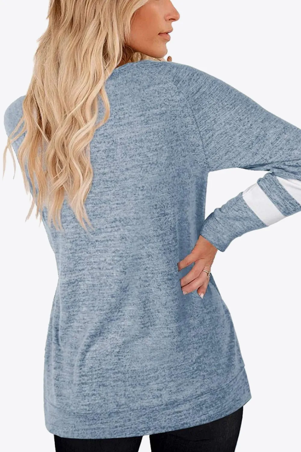 Striped Contrast Raglan Sleeve Top, image 3
