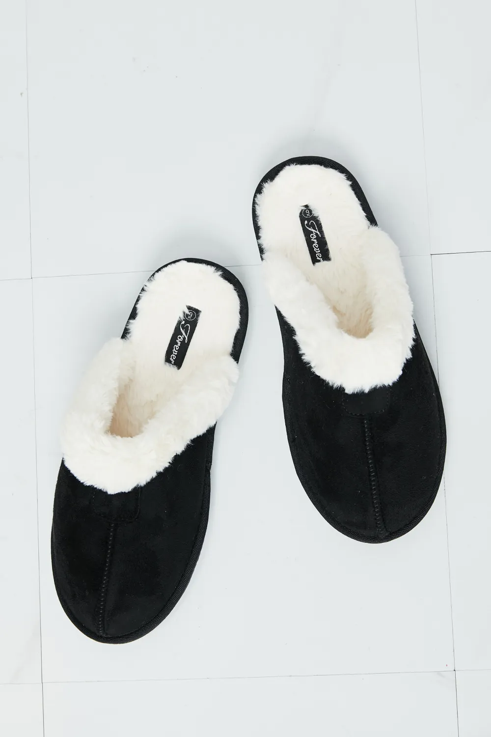 Two-Tone Seam Detail Slippers in Black, image 4